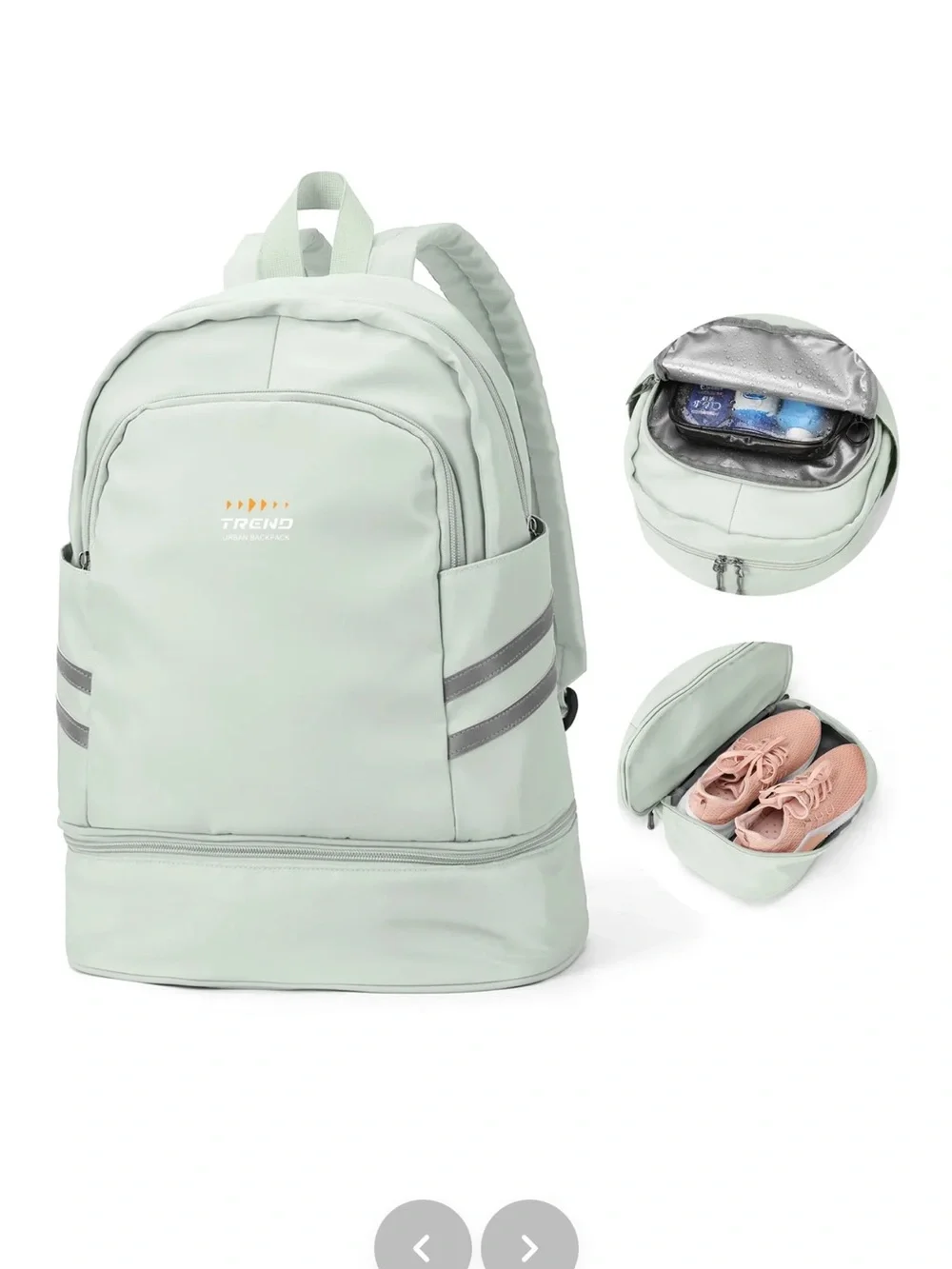 Grey gym bag w/ shoe department and cooler pocket